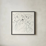 Black Line Poppies II by Shirley Novak. Shown in a sleek black glass frame for a contemporary gallery look. Available as an archival giclee rolled canvas, fine art paper, or poster print. SKU 23668a.
