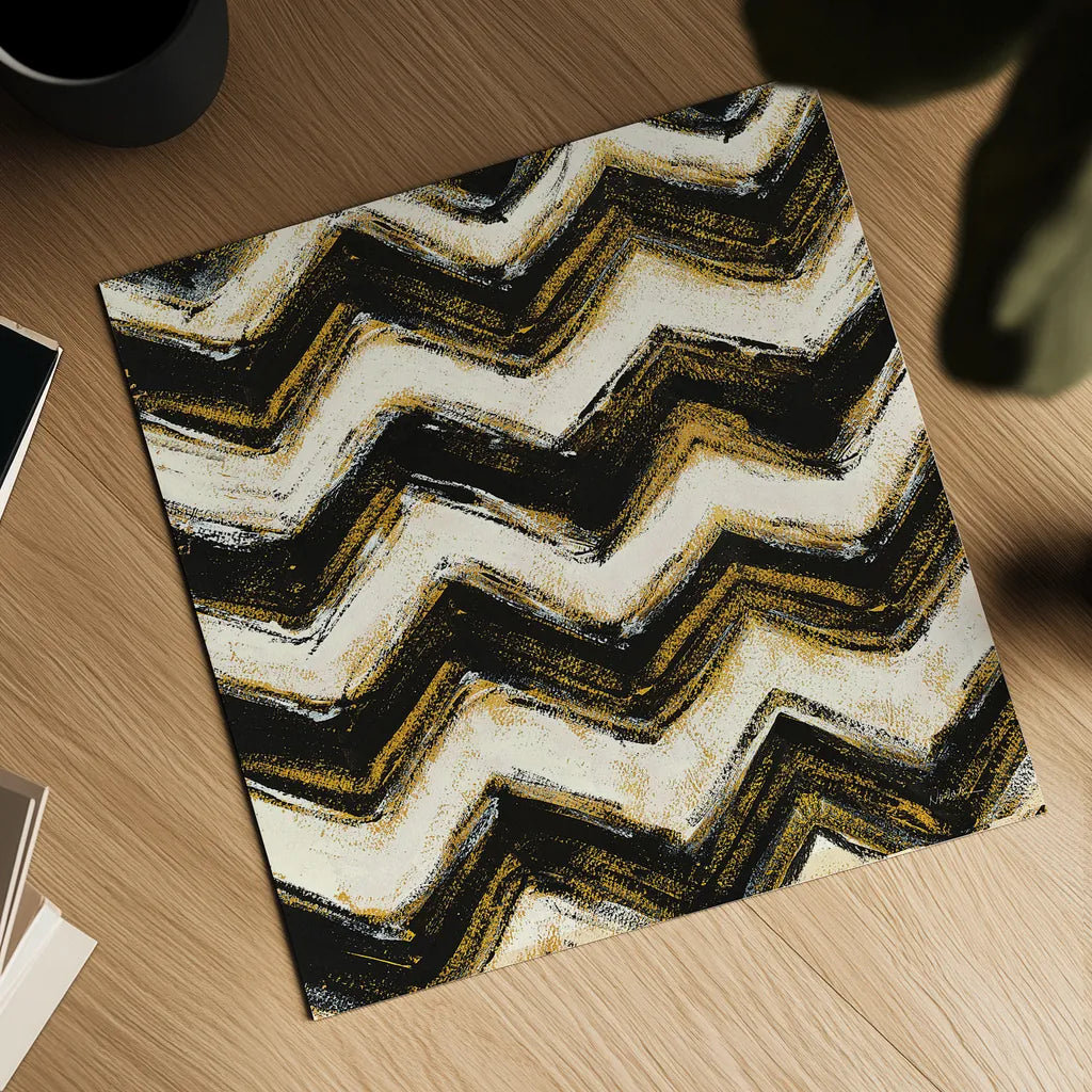 Black and Gold Geometric IV Crop by Shirley Novak. Shown as a detailed flat fine art print, highlighting archival giclee quality. Available as an archival giclee rolled canvas, fine art paper, or poster print. SKU 25030a.