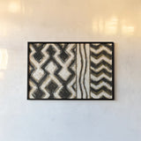 Black and Gold Geometric VIII by Shirley Novak. shown as a paper print in a black flame. Available as a archival giclee rolled canvas, fine art paper, or poster print. SKU 25034i.