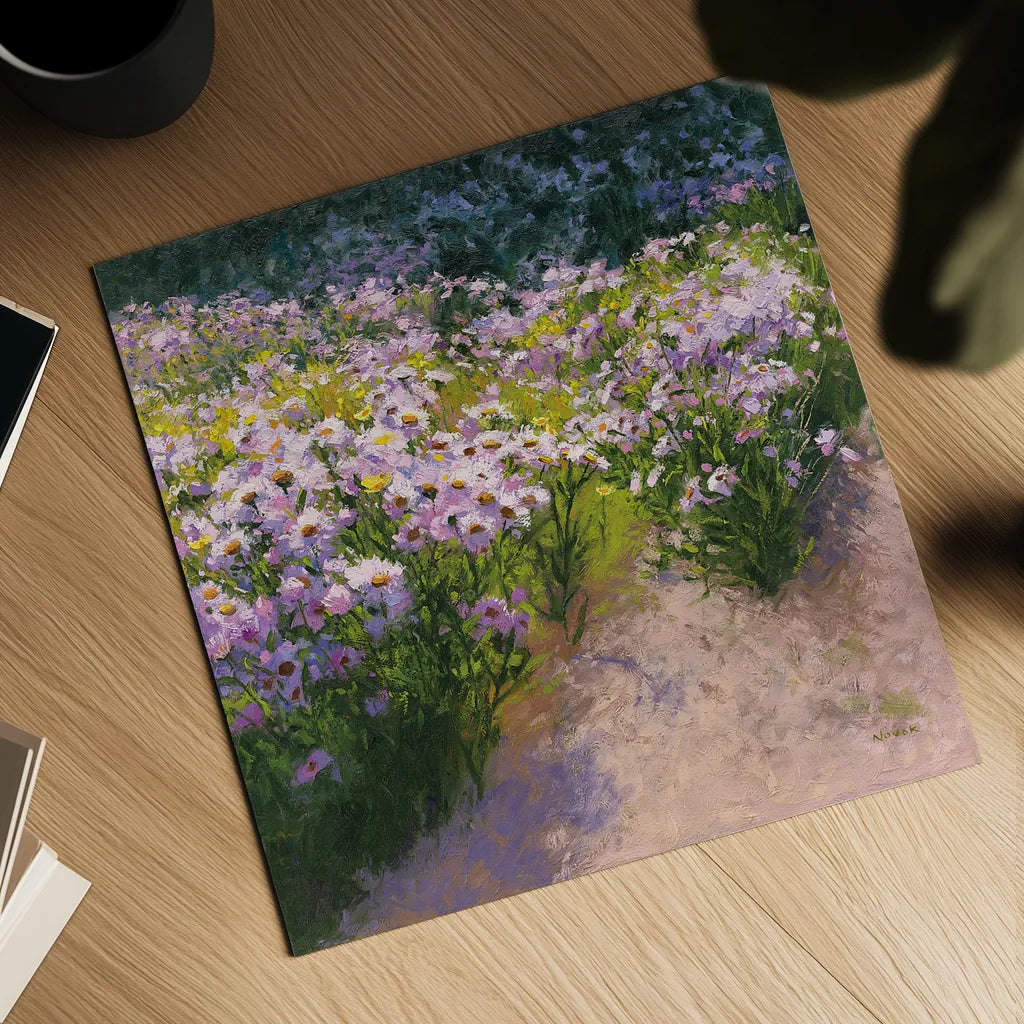 Buckhorn Aster Show by Shirley Novak. Shown as a detailed flat fine art print, highlighting archival giclee quality. Available as an archival giclee rolled canvas, fine art paper, or poster print. SKU 27548a.