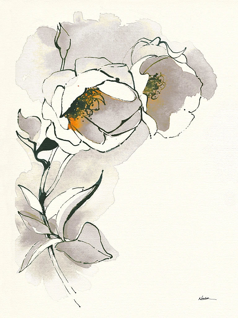 Carols Roses II Taupe by Shirley Novak