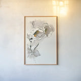 Carols Roses II Taupe by Shirley Novak. shown as a paper print in a natural frame. Available as a archival giclee rolled canvas, fine art paper, or poster print. SKU 28707h.
