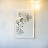 Carols Roses II Taupe by Shirley Novak. shown as a paper print in a white frame. Available as a archival giclee rolled canvas, fine art paper, or poster print. SKU 28707h.