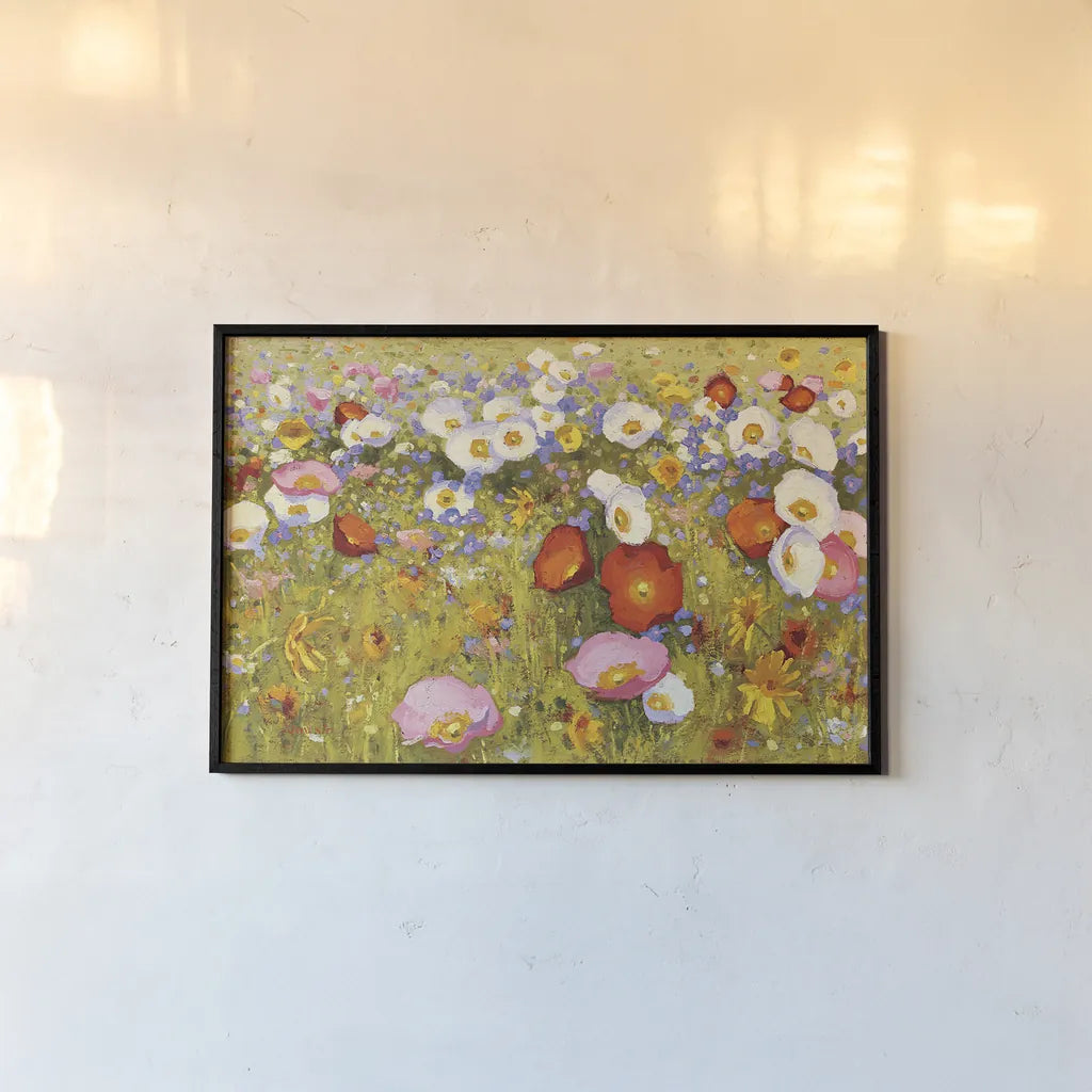 Champ de Fleur III by Shirley Novak. shown as a paper print in a black flame. Available as a archival giclee rolled canvas, fine art paper, or poster print. SKU 22129i.