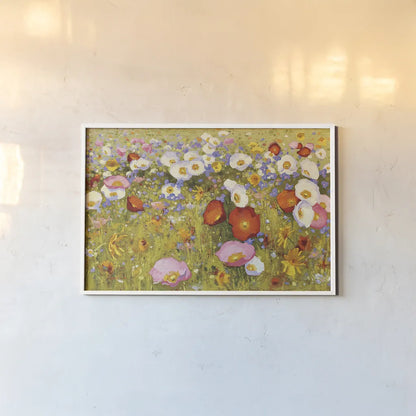 Champ de Fleur III by Shirley Novak. shown as a paper print in a white frame. Available as a archival giclee rolled canvas, fine art paper, or poster print. SKU 22129i.