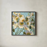 Chantilly by Shirley Novak. Shown in a sleek black glass frame for a contemporary gallery look. Available as an archival giclee rolled canvas, fine art paper, or poster print. SKU 10013a.