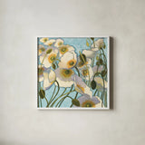 Chantilly by Shirley Novak. Shown in a crisp white glass frame for a clean and minimalist style. Available as an archival giclee rolled canvas, fine art paper, or poster print. SKU 10013a.