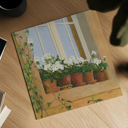 Chateau Creancey Window Light Sq by Shirley Novak. Shown as a detailed flat fine art print, highlighting archival giclee quality. Available as an archival giclee rolled canvas, fine art paper, or poster print. SKU 65543a.