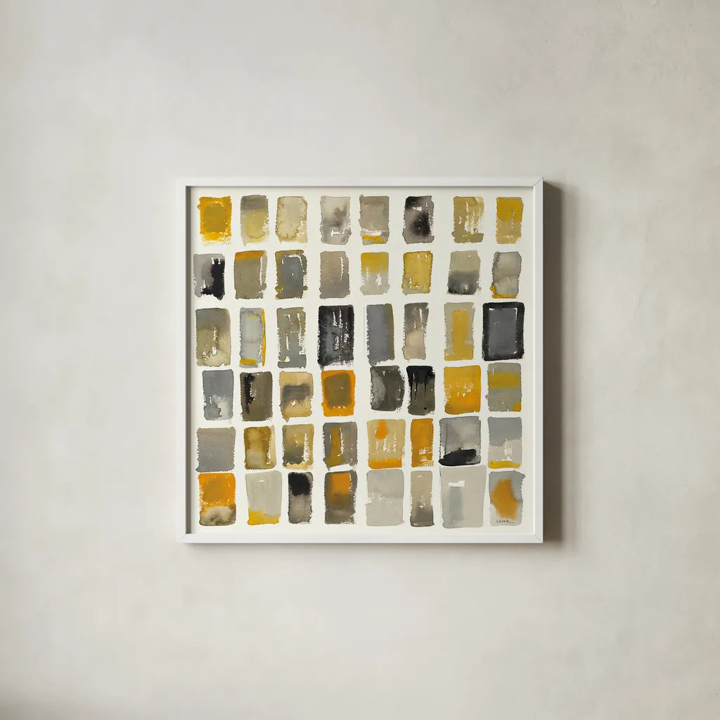 City Windows II by Shirley Novak. Shown in a crisp white glass frame for a clean and minimalist style. Available as an archival giclee rolled canvas, fine art paper, or poster print. SKU 22769a.