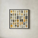 City Windows II Autumn by Shirley Novak. Shown in a sleek black glass frame for a contemporary gallery look. Available as an archival giclee rolled canvas, fine art paper, or poster print. SKU 78332a.