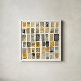 City Windows II Autumn by Shirley Novak. Shown in a crisp white glass frame for a clean and minimalist style. Available as an archival giclee rolled canvas, fine art paper, or poster print. SKU 78332a.