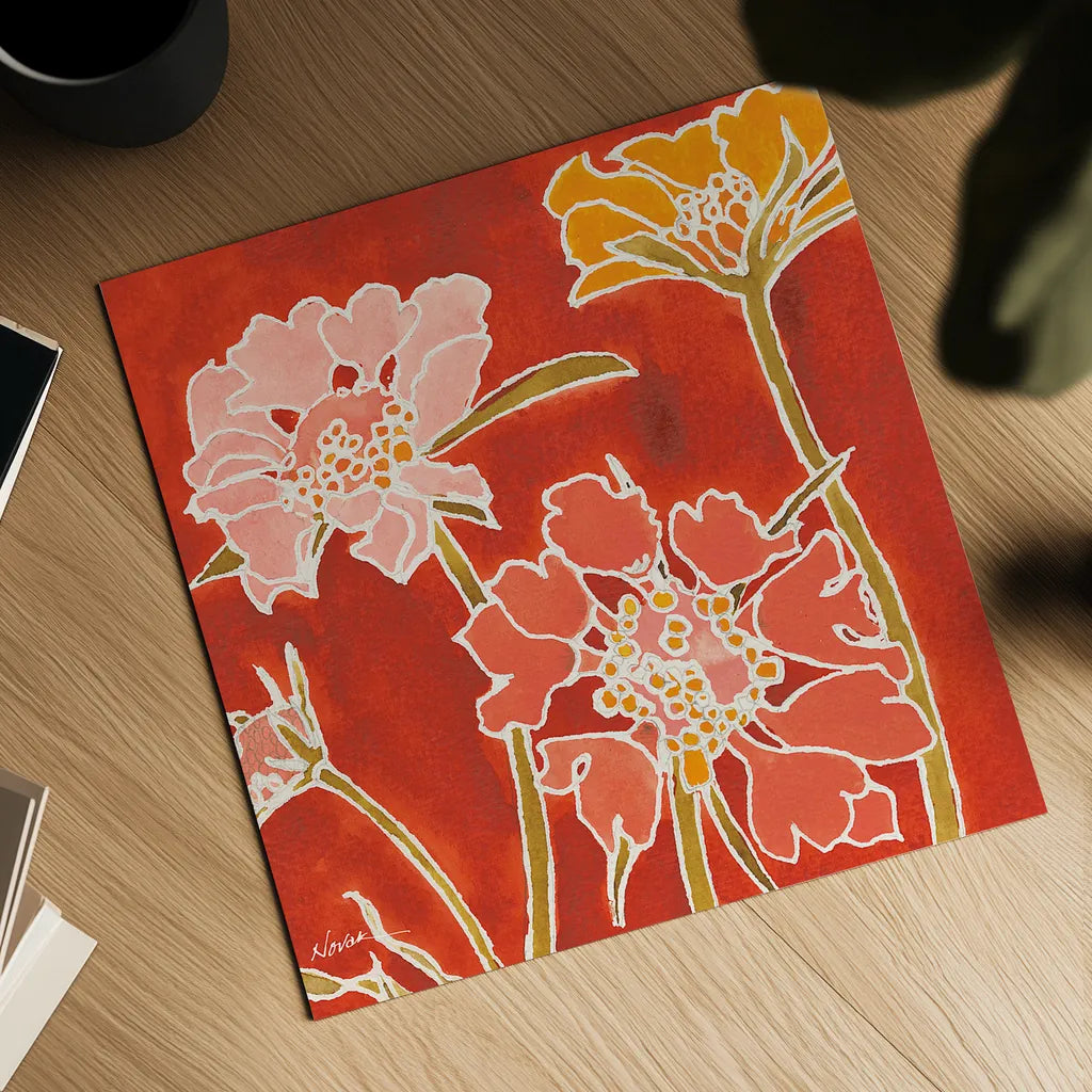 Cloisonne Beauty II Crop by Shirley Novak. Shown as a detailed flat fine art print, highlighting archival giclee quality. Available as an archival giclee rolled canvas, fine art paper, or poster print. SKU 21469a.