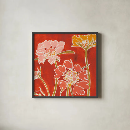 Cloisonne Beauty II Crop by Shirley Novak. Shown in a sleek black glass frame for a contemporary gallery look. Available as an archival giclee rolled canvas, fine art paper, or poster print. SKU 21469a.