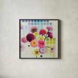 Color Chart II by Shirley Novak. Shown in a sleek black glass frame for a contemporary gallery look. Available as an archival giclee rolled canvas, fine art paper, or poster print. SKU 98494a.