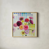 Color Chart II by Shirley Novak. Shown in a natural wood glass frame for a timeless modern aesthetic. Available as an archival giclee rolled canvas, fine art paper, or poster print. SKU 98494a.