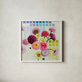 Color Chart II by Shirley Novak. Shown in a crisp white glass frame for a clean and minimalist style. Available as an archival giclee rolled canvas, fine art paper, or poster print. SKU 98494a.