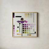 Color Chart III by Shirley Novak. Shown in a natural wood glass frame for a timeless modern aesthetic. Available as an archival giclee rolled canvas, fine art paper, or poster print. SKU 98495a.