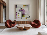 Color Chart III by Shirley Novak. Shown as extra-large giant wall art in a modern living room. Available as an archival giclee rolled canvas, fine art paper, or poster print. SKU 98495a.