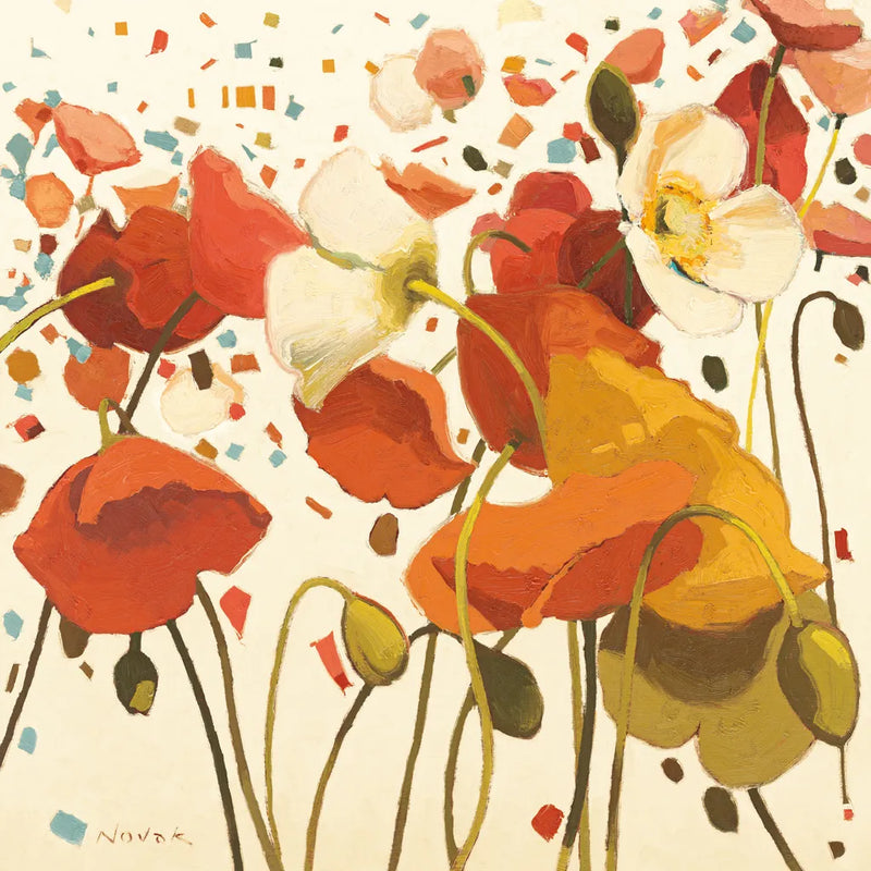 Coral Confetti by Shirley Novak. SKU 3230a. Archival Giclee Fine art print for wall decor.