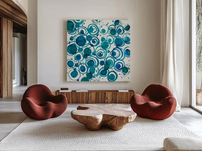 Dizzy Light Crop by Shirley Novak. Shown as extra-large giant wall art in a modern living room. Available as an archival giclee rolled canvas, fine art paper, or poster print. SKU 25021a.
