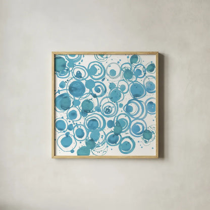 Dizzy Soft Blue Crop by Shirley Novak. Shown in a natural wood glass frame for a timeless modern aesthetic. Available as an archival giclee rolled canvas, fine art paper, or poster print. SKU 75526a.