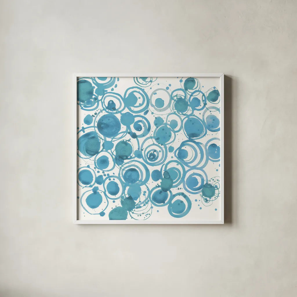 Dizzy Soft Blue Crop by Shirley Novak. Shown in a crisp white glass frame for a clean and minimalist style. Available as an archival giclee rolled canvas, fine art paper, or poster print. SKU 75526a.