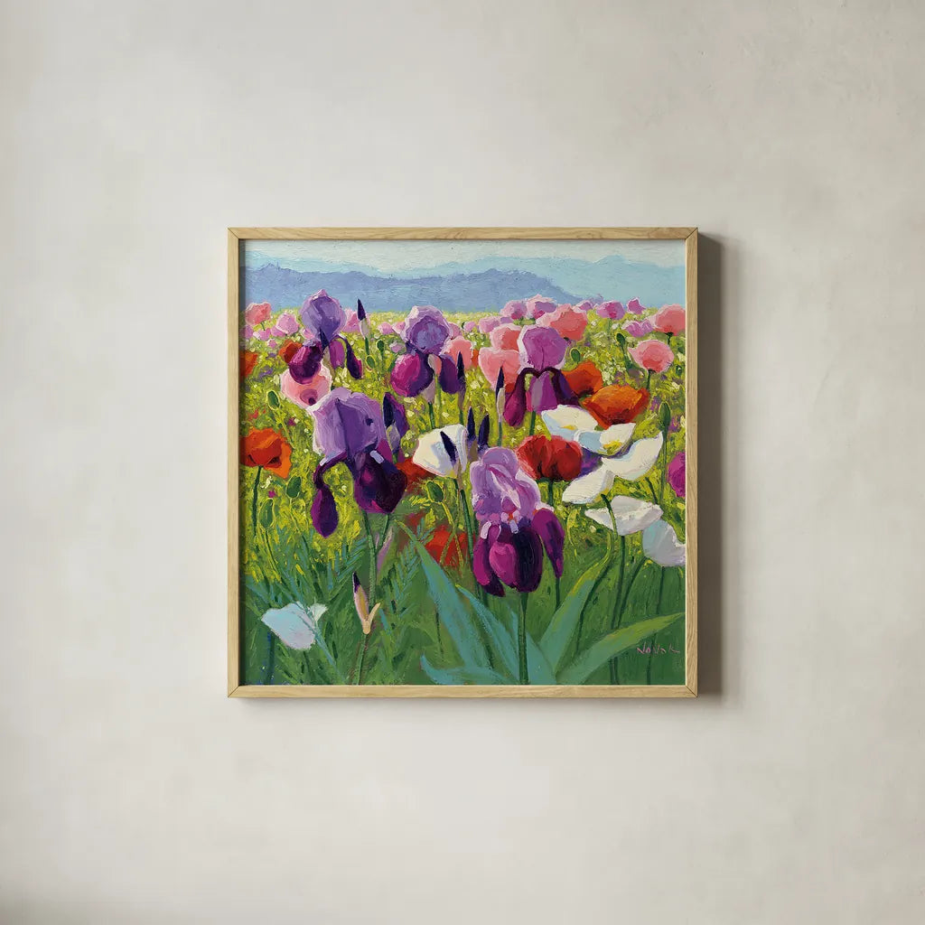 Early June by Shirley Novak. Shown in a natural wood glass frame for a timeless modern aesthetic. Available as an archival giclee rolled canvas, fine art paper, or poster print. SKU 22478a.