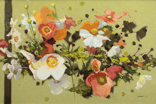 Earthy Anemones by Shirley Novak. SKU 98498i. Archival Giclee Fine art print for wall decor.