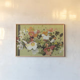 Earthy Anemones by Shirley Novak. shown as a paper print in a natural frame. Available as a archival giclee rolled canvas, fine art paper, or poster print. SKU 98498i.