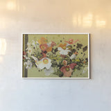Earthy Anemones by Shirley Novak. shown as a paper print in a white frame. Available as a archival giclee rolled canvas, fine art paper, or poster print. SKU 98498i.