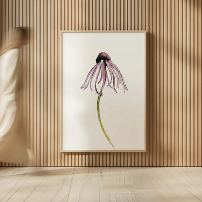 Echinacea I by Shirley Novak. shown as over sized large wall art. Available as an archival giclee rolled canvas, fine art paper, or poster print. SKU 88456h.