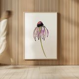 Echinacea II by Shirley Novak. shown as over sized large wall art. Available as an archival giclee rolled canvas, fine art paper, or poster print. SKU 88457h.