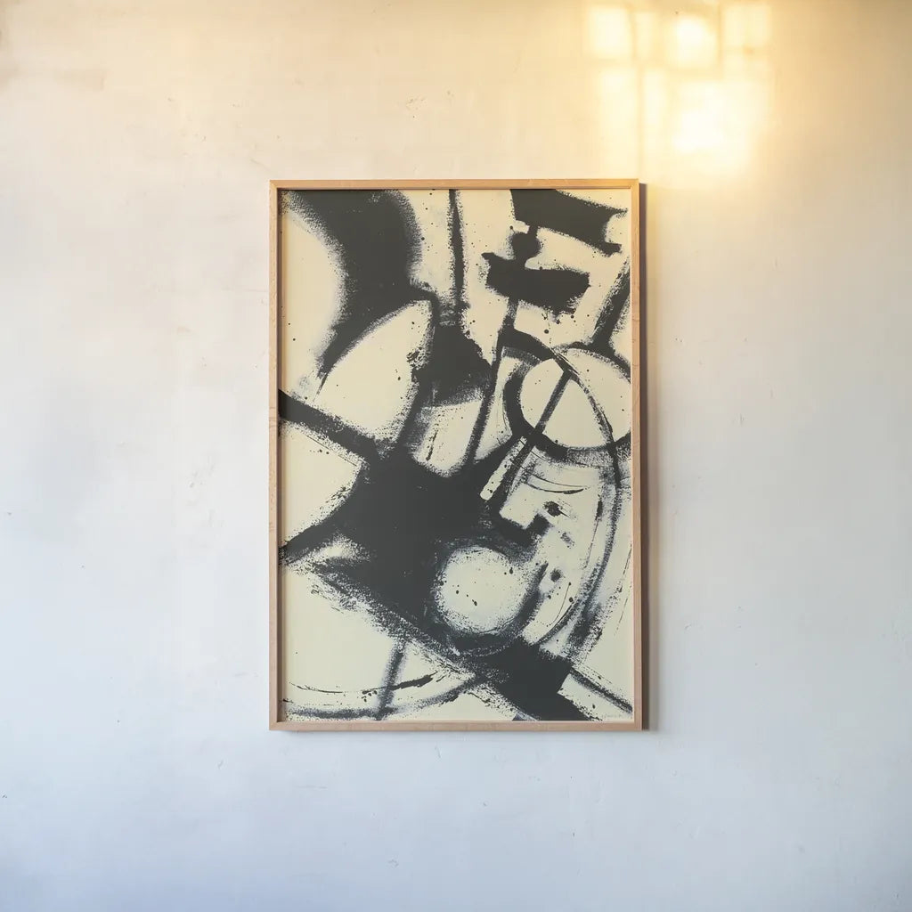 Expression Abstract II by Shirley Novak. shown as a paper print in a natural frame. Available as a archival giclee rolled canvas, fine art paper, or poster print. SKU 23735h.