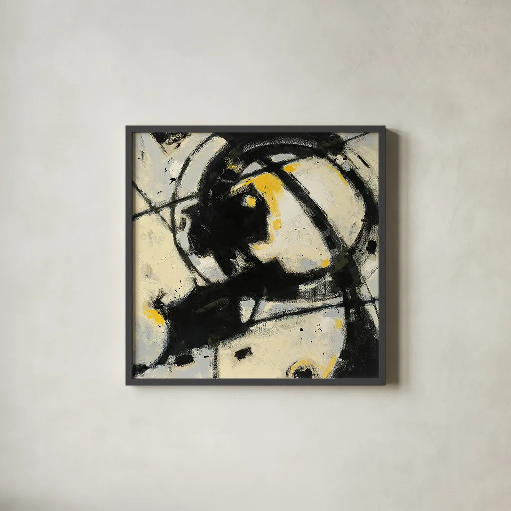 Expression Abstract III by Shirley Novak. Shown in a sleek black glass frame for a contemporary gallery look. Available as an archival giclee rolled canvas, fine art paper, or poster print. SKU 23736a.
