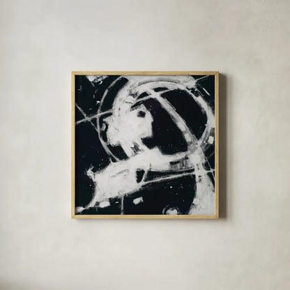 Expression Abstract III BW by Shirley Novak. Shown in a natural wood glass frame for a timeless modern aesthetic. Available as an archival giclee rolled canvas, fine art paper, or poster print. SKU 54815a.