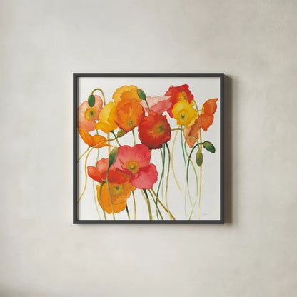 Fall Icelands Sq Crop by Shirley Novak. Shown in a sleek black glass frame for a contemporary gallery look. Available as an archival giclee rolled canvas, fine art paper, or poster print. SKU 22762a.