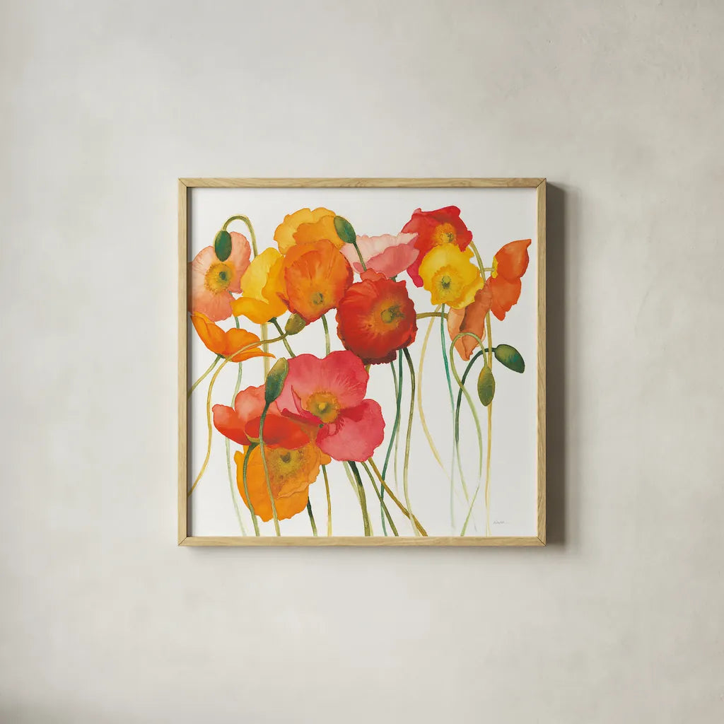 Fall Icelands Sq Crop by Shirley Novak. Shown in a natural wood glass frame for a timeless modern aesthetic. Available as an archival giclee rolled canvas, fine art paper, or poster print. SKU 22762a.