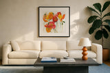 Fall Icelands Sq Crop by Shirley Novak. Displayed in a glass frame with matte in a clean modern living room. Available as an archival giclee rolled canvas, fine art paper, or poster print. SKU 22762a.