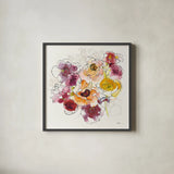 Fall Ruffles II by Shirley Novak. Shown in a sleek black glass frame for a contemporary gallery look. Available as an archival giclee rolled canvas, fine art paper, or poster print. SKU 35569a.