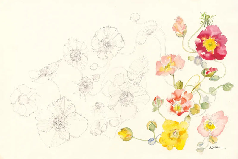 Floral Elements by Shirley Novak. SKU 94014i. Archival Giclee Fine art print for wall decor.