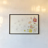 Floral Elements by Shirley Novak. shown as a paper print in a black flame. Available as a archival giclee rolled canvas, fine art paper, or poster print. SKU 94014i.