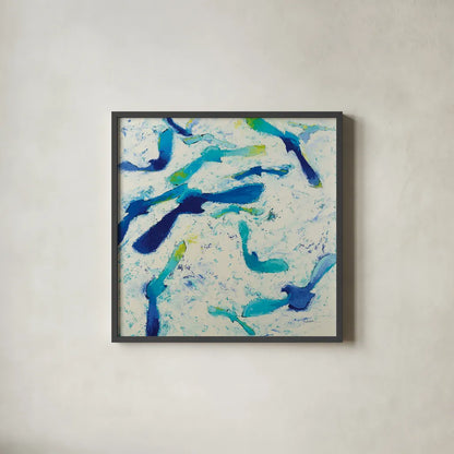 Fly Away by Shirley Novak. Shown in a sleek black glass frame for a contemporary gallery look. Available as an archival giclee rolled canvas, fine art paper, or poster print. SKU 88684a.