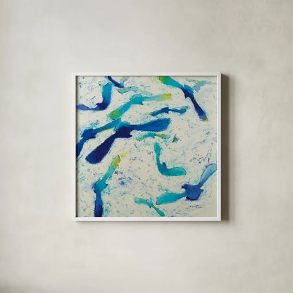 Fly Away by Shirley Novak. Shown in a crisp white glass frame for a clean and minimalist style. Available as an archival giclee rolled canvas, fine art paper, or poster print. SKU 88684a.