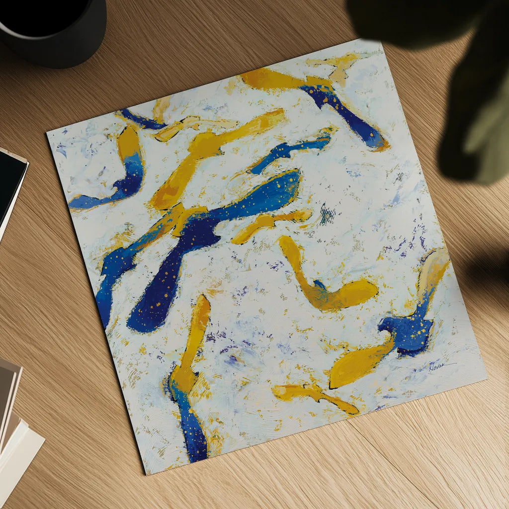 Fly Away Gold by Shirley Novak. Shown as a detailed flat fine art print, highlighting archival giclee quality. Available as an archival giclee rolled canvas, fine art paper, or poster print. SKU 90773a.