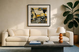 Garden II by Shirley Novak. Displayed in a glass frame with matte in a clean modern living room. Available as an archival giclee rolled canvas, fine art paper, or poster print. SKU 23716a.