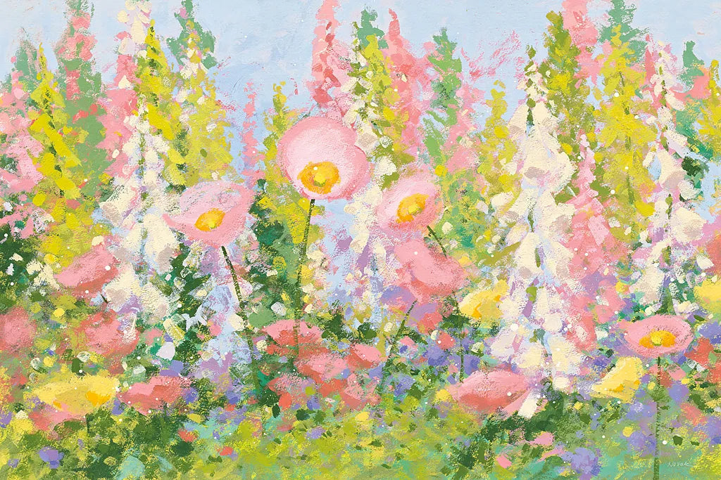 Garden Pastels I Blue Sky by Shirley Novak. SKU 28361i. Archival Giclee Fine art print for wall decor.