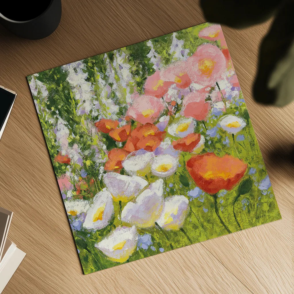 Garden Pastels II by Shirley Novak. Shown as a detailed flat fine art print, highlighting archival giclee quality. Available as an archival giclee rolled canvas, fine art paper, or poster print. SKU 27581a.