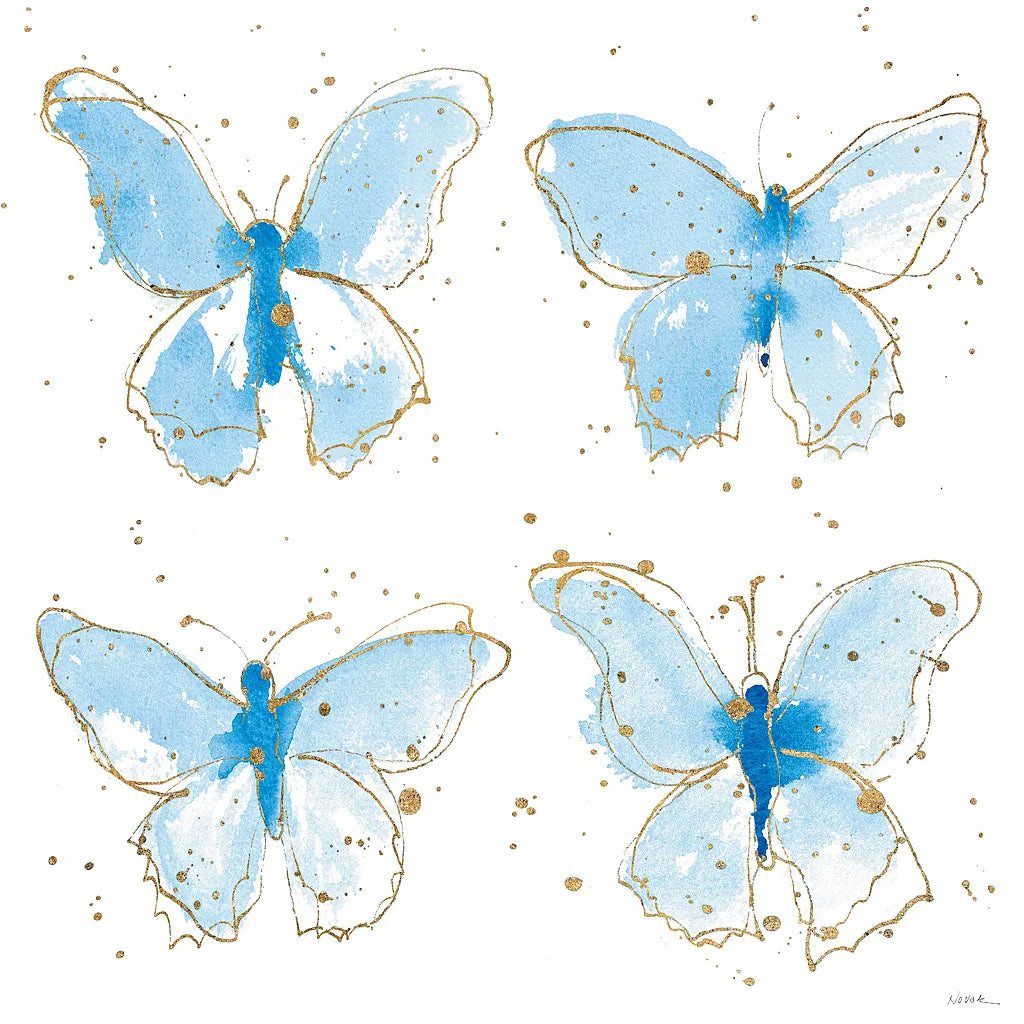 Gilded Butterflies by Shirley Novak. SKU 29794a. Archival Giclee Fine art print for wall decor.