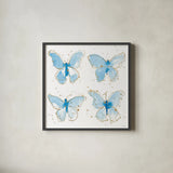 Gilded Butterflies by Shirley Novak. Shown in a sleek black glass frame for a contemporary gallery look. Available as an archival giclee rolled canvas, fine art paper, or poster print. SKU 29794a.