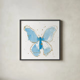Gilded Butterflies II by Shirley Novak. Shown in a sleek black glass frame for a contemporary gallery look. Available as an archival giclee rolled canvas, fine art paper, or poster print. SKU 30833a.